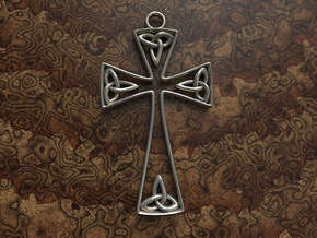 Trinity Celtic Cross in Polished Bronzed Silver Steel