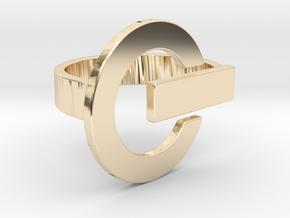 Power Button Ring - 20 mm in 14K Yellow Gold