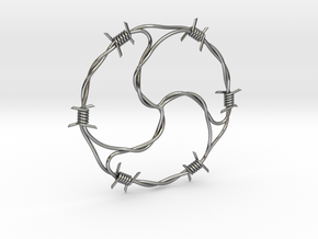 Barbed Wire BDSM pendant in Polished Silver