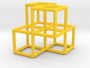 4 Cubes Pendant in Yellow Processed Versatile Plastic