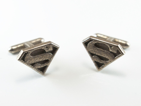 Superman Cuff links   in Polished Bronzed Silver Steel