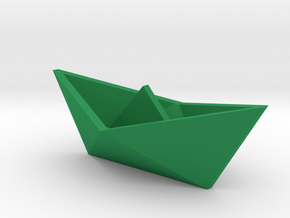 Classic Origami Boat in Green Processed Versatile Plastic