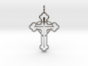 The Hearted Cross in Polished Silver