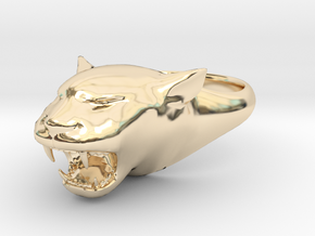 Cougar-Puma Ring , Mountain lion Ring Size 13  in 14K Yellow Gold