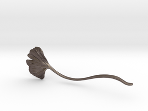 Gingko Hair Pin Curve in Polished Bronzed Silver Steel