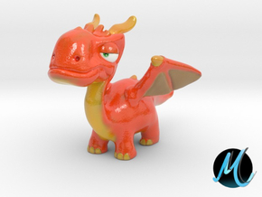Dragon Sculpture - Fire Drake in Glossy Full Color Sandstone