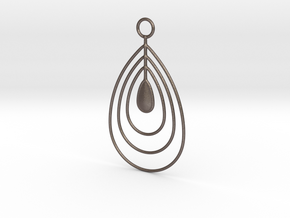 Water drops pendant in Polished Bronzed Silver Steel