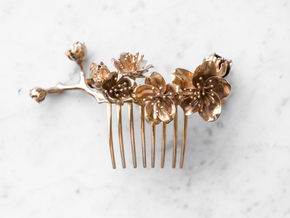 Cherry Blossom Comb in Polished Bronze