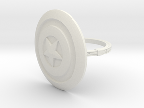 Captain America Ring - 18.19mm - US Size 8 in White Natural Versatile Plastic
