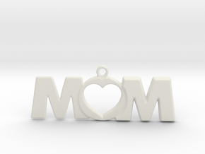 Love Mom Pendant in White Natural Versatile Plastic
