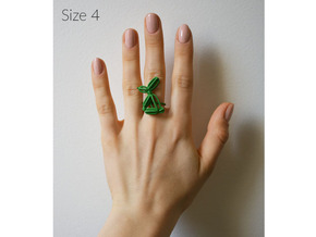 Balloon Rabbit Ring size 4 in Green Processed Versatile Plastic