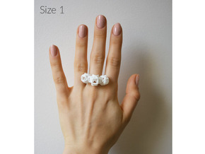Trio Rose Ring size 1 in White Natural Versatile Plastic