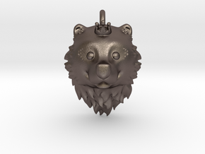 Bear Queen Pendant in Polished Bronzed Silver Steel