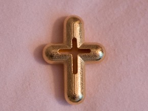 Cross in Polished Gold Steel