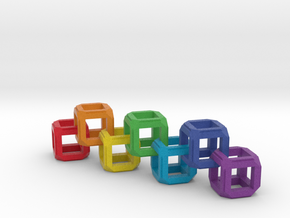 Fixed Link Chain Rainbow Cube in Full Color Sandstone