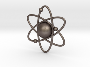 Atom Necklace Charm in Polished Bronzed Silver Steel