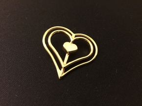 Three Heart Pendant in 14k Gold Plated Brass