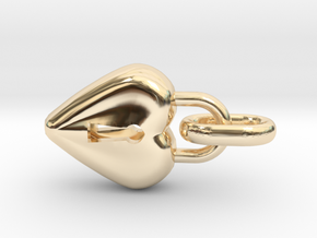 Hollow Heart with Keyhole Pendant in 14K Yellow Gold