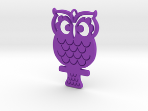 Retro Owl Pendant in Purple Processed Versatile Plastic