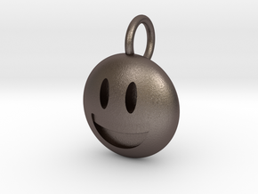 Smiley Dime Sized Emoji in Polished Bronzed Silver Steel
