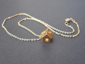 Tiny House Pendant in 18k Gold Plated Brass