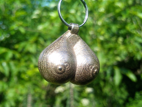 Breasts-shaped hollow keychain/pendant/aromapendan in Polished Bronzed Silver Steel