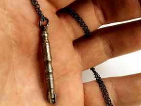 Dr Who 11th Doctor Sonic Screwdriver Pendant in Polished Bronzed Silver Steel