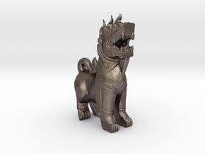 Fu Dog in Polished Bronzed Silver Steel