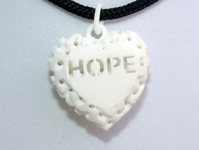 Heart Pendant Lattice Hope in White Natural Versatile Plastic