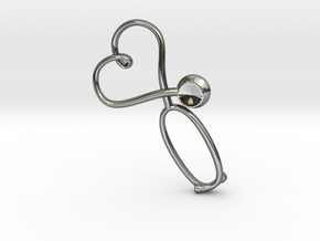 Stethoscope Heart Pendant in Fine Detail Polished Silver