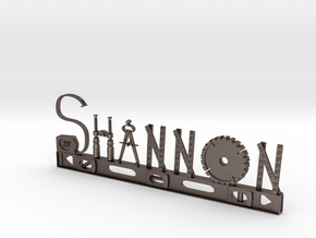 Shannon Nametag in Polished Bronzed Silver Steel