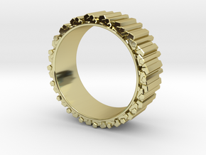 Crystal Ring - ring size ca 2 in 18k Gold Plated Brass