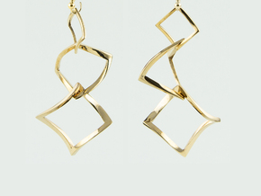 Twisted squares earrings in Polished Bronze (Interlocking Parts)