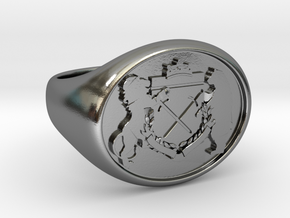Crest Signet Ring in Polished Silver