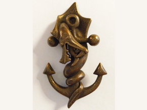 Sea Serpent Anchor Pendant in Polished Bronze Steel