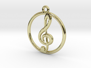 Treble Clef & Ring Pendant in 18k Gold Plated Brass