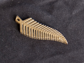 NZ Silver Fern Leaf Pendant in Polished Brass