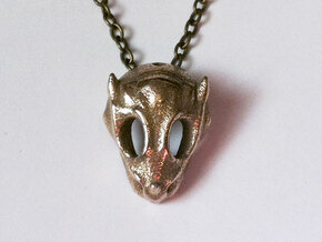 Baby Dragon Skull in Polished Bronzed Silver Steel