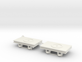 1:43,5 / 0 scale Decauville bogies (pair) in White Natural Versatile Plastic