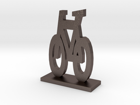 Bike Symbol Stand in Polished Bronzed Silver Steel