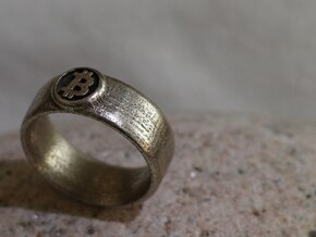 Bitcoin Ring (BTC) - Size 8.0 (U.S. 18.14mm dia) in Polished Bronzed Silver Steel