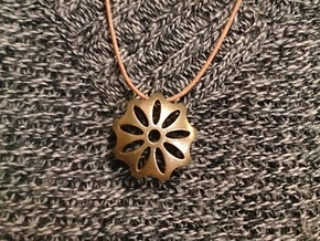 Flower Pendant Top 002 in Polished Bronzed Silver Steel