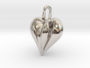 Heart Pendant Simple Elegant in Rhodium Plated Brass