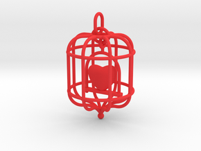 Caged Heart in Red Processed Versatile Plastic