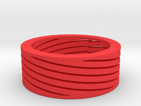 Diagonal stripes ring Ring Size 8 in Red Processed Versatile Plastic