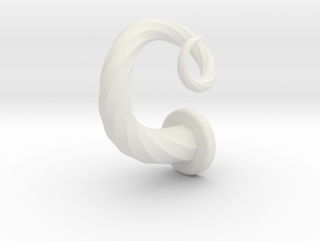 Smooth Spiral Cork-Screw Horn ~Left~ in White Natural Versatile Plastic