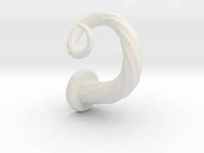 Spiral Cork-Screw Horn ~Right~ in White Natural Versatile Plastic