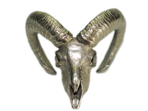 Ram skull 38mm in Polished Bronzed Silver Steel