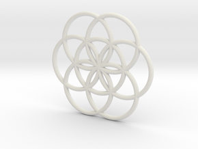 Flower of Life Seed Pendant Large in White Natural Versatile Plastic