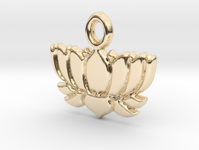Lotus Flower Yoga Pendant in 14k Gold Plated Brass
